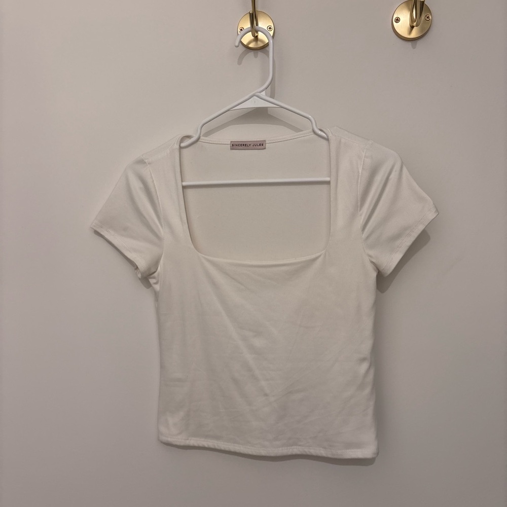 Sincerely Jules Cream Square Neck Tee